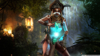 Woman costume glowing ball forest - maya free wallpaper