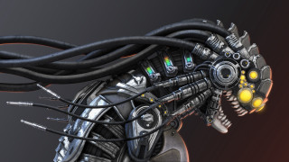 Robot weirdface wires head eyes - a weird face free wallpaper