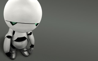 White robot gray floor green - robot free wallpaper