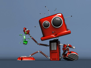 Red robot green robot legs - robot free wallpaper