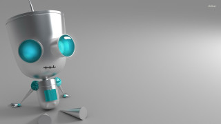 Robot toothbrush mouth funny image - a gray surface free wallpaper