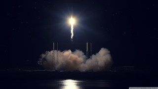 Rocket launch night sky smoke - back end free wallpaper