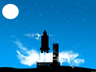 Space shuttle flying moon blue - a space shuttle free wallpaper