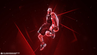 Basketball player air red background - a ball free wallpaper