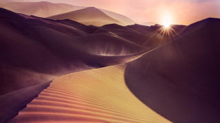 Desert sunset mountains sand dunes - a pink sky free wallpaper