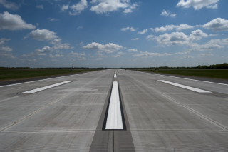 Runway white lines blue sky - a runway free wallpaper