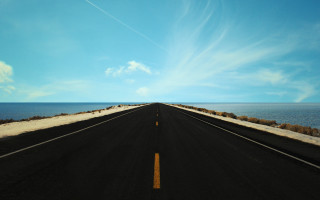 Long road blue sky clouds - a long road free wallpaper