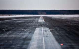 Runway cars snow trees background - the background in the distance free wallpaper