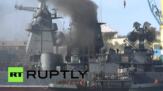 Large ship smoke billowing stacks - huge free wallpaper