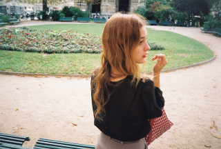 Woman park bench eating food - cecile walton free wallpaper