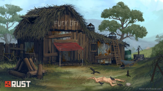 Barn thatched roof woman laying - game art free wallpaper