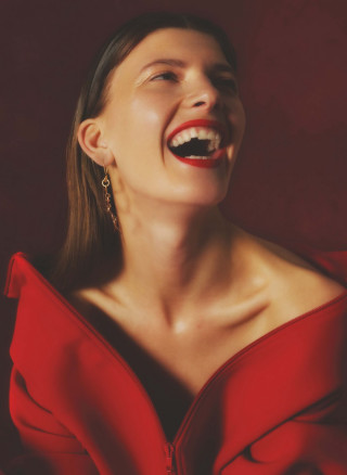 Woman laughing red dress fashion - fashion photography free wallpaper for mobile