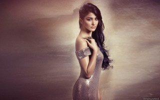 Silver dress woman pose photorealistic - a silver dress free wallpaper