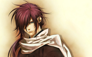 Redhair scarf blackjacket white scarf - his neck free wallpaper