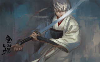 Man holding sword kimono solo - his other hand free wallpaper