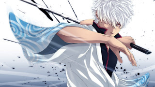 Man white hair sword white - his body free wallpaper