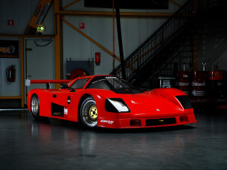 Red sports car garage staircase - a garage next free wallpaper