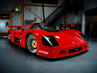 Red sports car garage staircase 3 - sharp line free wallpaper for desktop