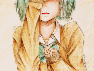 Woman hat scarf green tie - a drawing of a woman free wallpaper