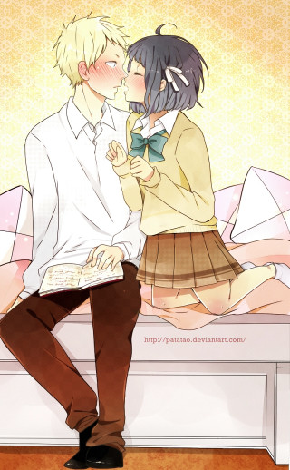 Couple kissing bed book lap - a bed free wallpaper for mobile