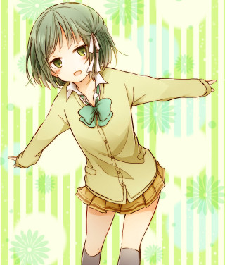 Green hair girl bow tie - her leg free wallpaper for tablet