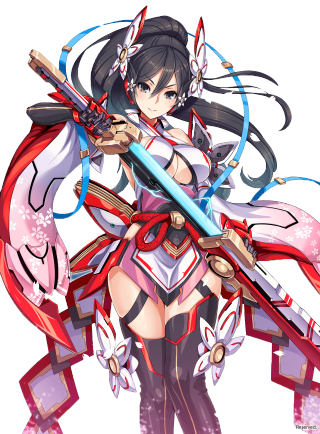 Woman sword red ribbon white - her waist free wallpaper