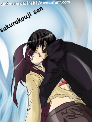 Man woman kissing blue background 4 - free fantasy wallpaper