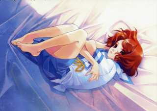Woman laying bed legs crossed 8 - magic realism free wallpaper