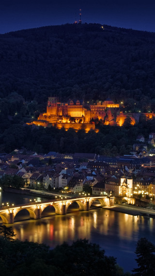 City night bridge castle lights - heidelberg school free wallpaper for mobile