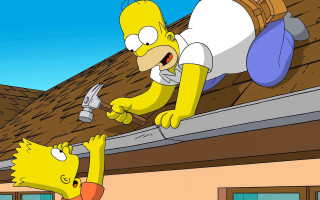 Cartoon character hanging roof hammer - a hammer and a hammer free wallpaper