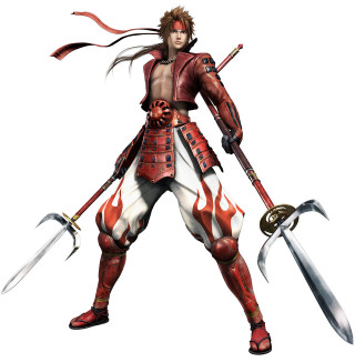 Man red white outfit swords - flame free wallpaper for tablet
