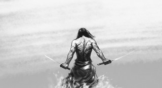 Man two swords standing water - the man free wallpaper