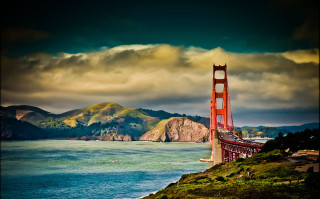 Golden gate bridge bay mountains - the golden gate bridge free wallpaper