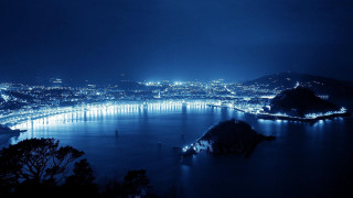 City night ocean bridge lights - andreas gursky free wallpaper