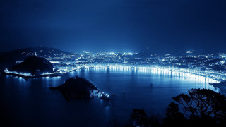 City lake mountains night lights 2 - andreas gursky free wallpaper