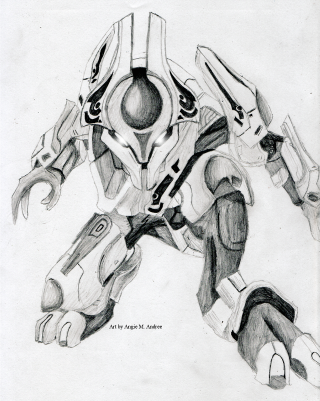 Robot gun helmet large body - a pencil sketch free wallpaper