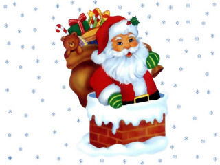 Santa chimney presents teddy bear - a santa clause free wallpaper