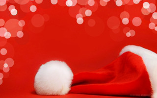 Santa hat red background bokeh - boke free wallpaper