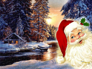 Santa river christmas tree aurora - hd wallpaper free wallpaper