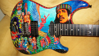 Colorful guitar man image guitar - the back free wallpaper