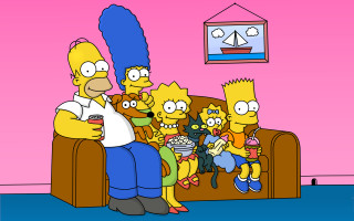Family couch watching tv simpsons 2 - the couch free wallpaper