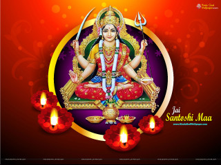 Hindu god candles red background - a gold border free wallpaper