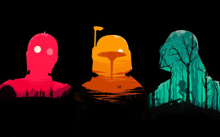 Three colored figures dark sky - the dark sky free wallpaper