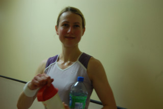 Woman holding water bottle red - rutkowski free wallpaper