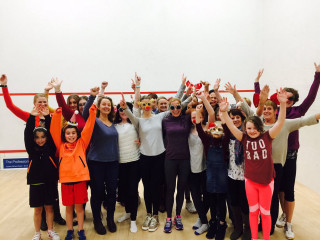 Group people woodenfloor handsup naiveart - full round face free wallpaper