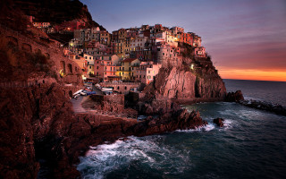 Small village cliff ocean sunset - a small village free wallpaper