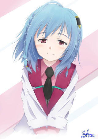 Anime girl blue hair tie 3 - a white shirt free wallpaper for mobile