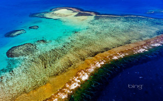 Aerial coral reef island ocean - aerial free wallpaper for desktop