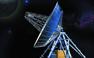 Large satellite dish moon background - space art free wallpaper