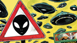 Cartoon alien sign warning aliens - underground comix free wallpaper